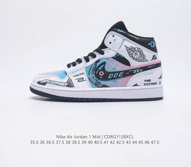 耐克 Nike Air Jordan 1 Mid 男女子篮球鞋时尚轻盈板鞋aj1乔1运动鞋 乔丹一代 高帮复古休闲篮球鞋 Air Jordan 1 Mid 搭载