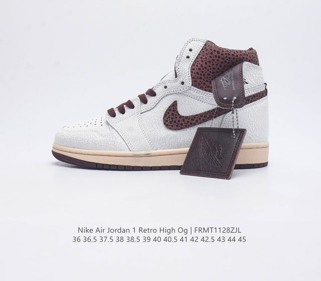 耐克 Nike Air Jordan 1 Retro High Og 乔丹一代aj1 乔1 Aj1 篮球鞋复刻运动鞋 皮面高帮板鞋的设计灵感源自运动夹克 带你重