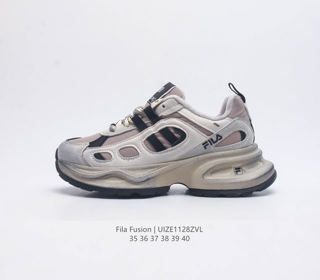 加绒 斐乐 女鞋 Fila Fusion 意大利百年经典运动品牌 网红单品 小红书推荐爆款 Fila斐乐火星鞋新款厚底增高运动鞋 复古百搭老爹鞋 斐乐潮牌文化篮