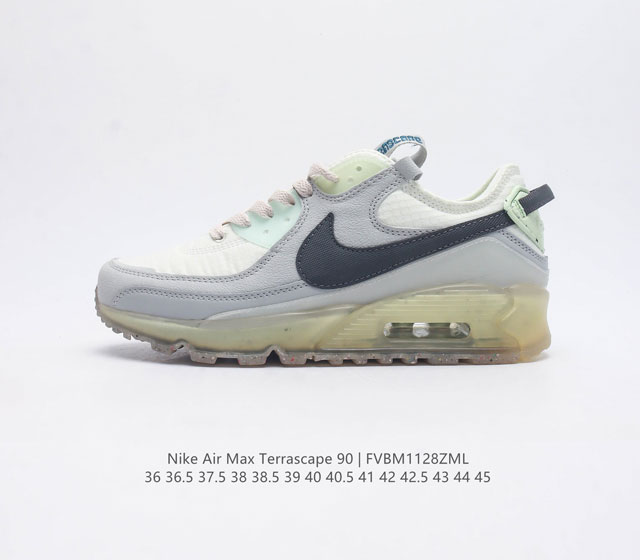 耐克nike Air Max Terrascape 90 复古休闲运动鞋厚底增高气垫缓震男女跑步鞋 革新外底设计 打造出众造型 半透明 Nike Grind 橡