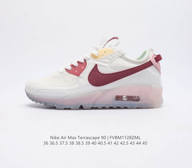 耐克nike Air Max Terrascape 90 复古休闲运动鞋厚底增高气垫缓震男女跑步鞋 革新外底设计 打造出众造型 半透明 Nike Grind 橡