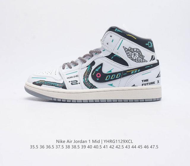 耐克 Nike Air Jordan 1 Mid 男女子篮球鞋时尚轻盈板鞋aj1乔1运动鞋 乔丹一代 高帮复古休闲篮球鞋 Air Jordan 1 Mid 搭载