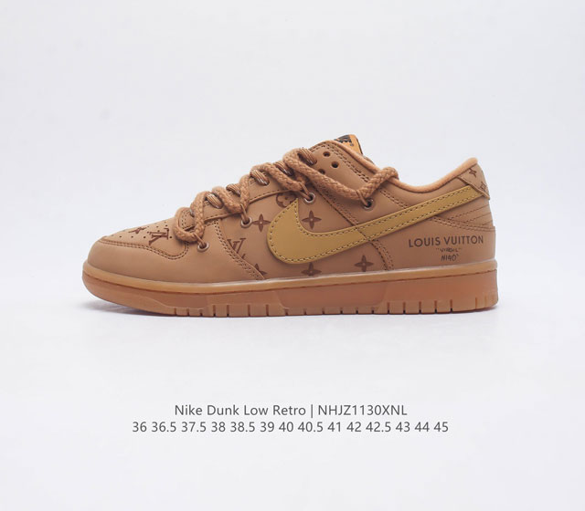 耐克nike Dunk Low 板鞋 Lv联名 棕色 Sb系列经典百搭休闲运动板鞋加厚鞋舌的填充 使舒适性大大提升 同时也更方便穿脱中底部分则加入了脚感柔软舒适