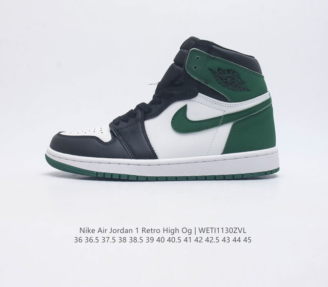 头层皮 耐克 Nike Air Jordan 1 Retro High Og 乔丹一代aj1 乔1 Aj1 篮球鞋复刻运动鞋 皮面高帮板鞋的设计灵感源自运动夹克