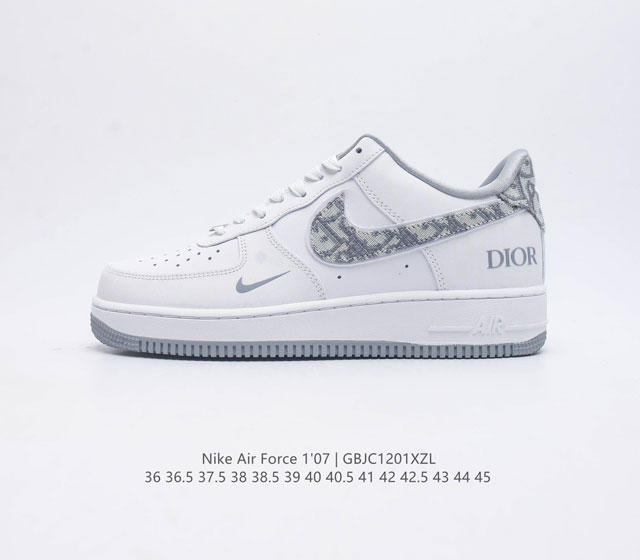 Dior X Nike Air Force 1 Low 联名空军一号休闲板鞋 原楦头原纸板 清洁度完美 全掌内置蜂窝气垫 中底钢印 拉帮完美 货号 Dr6239