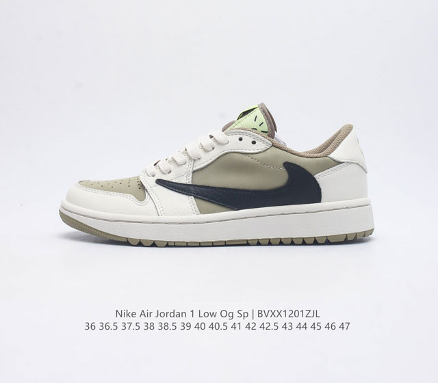 当红嘻哈歌手特拉维斯 斯科特联乘路易威登louis Vuitton X Travis Scott X Nike Air Jordan 1 Low Og Sp D