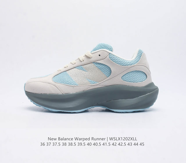 椰香扑鼻new Balance Warped Runner新款老爹鞋 厚底增高休闲复古运动跑步鞋 Beam大底提供足步弓支撑 解构皮革 用猪巴革拼接透气网眼 后