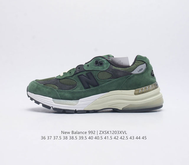 公司级 新百伦new Balance 992 复古风格简约经典舒适百搭时尚休闲鞋缓震透气跑步鞋 鞋面采用猪皮革与织物相结合 尼龙网布在拼接工序上极为繁复 彰显质