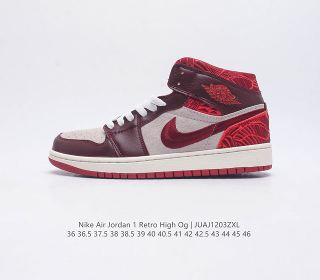 耐克 Nike Air Jordan 1 Retro High Og 乔丹一代aj1 乔1 Aj1 篮球鞋复刻运动鞋 皮面高帮板鞋的设计灵感源自运动夹克 带你重