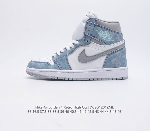 头层皮 耐克 Nike Air Jordan 1 Retro High Og 乔丹一代aj1 乔1 Aj1 篮球鞋复刻运动鞋 皮面高帮板鞋的设计灵感源自运动夹克