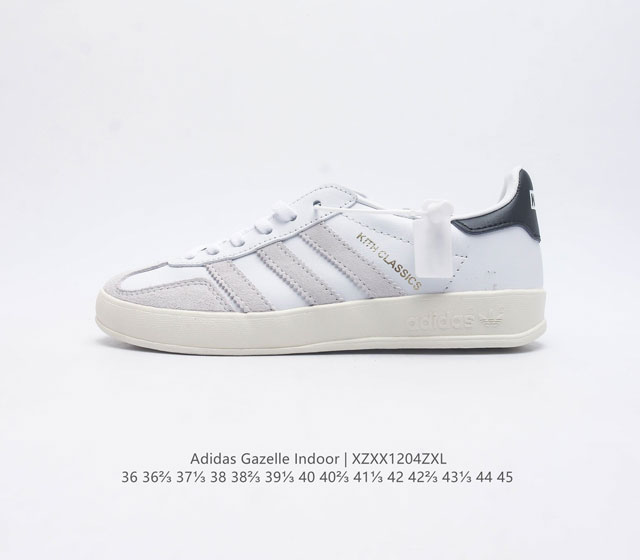 阿迪达斯 Adidas Originals Gazelle Indoor 复古三叶草防滑透明橡胶板鞋经典运动鞋 这款经典鞋 忠于原版设计 缀撞色三条纹和鞋跟饰片