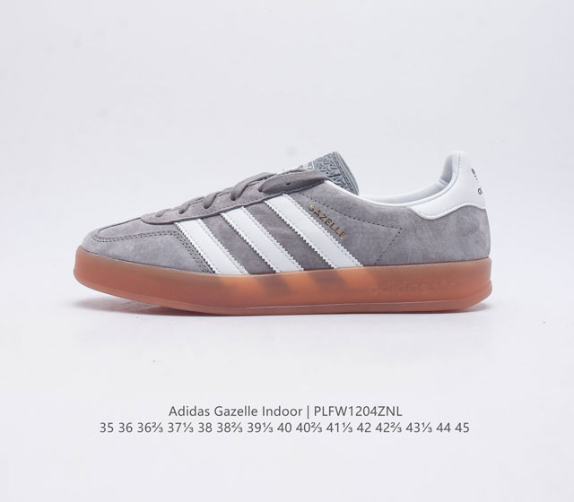 阿迪达斯 Adidas Originals Gazelle Indoor 复古三叶草防滑透明橡胶板鞋经典运动鞋 这款经典鞋 忠于原版设计 缀撞色三条纹和鞋跟饰片