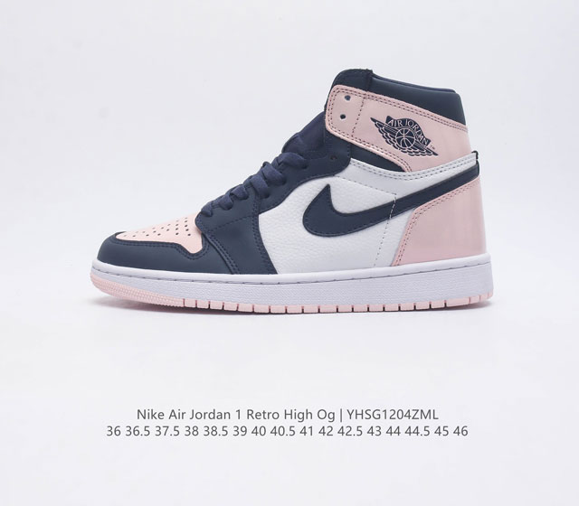 头层皮 耐克 Nike Air Jordan 1 Retro High Og 乔丹一代aj1 乔1 Aj1 篮球鞋复刻运动鞋 皮面高帮板鞋的设计灵感源自运动夹克