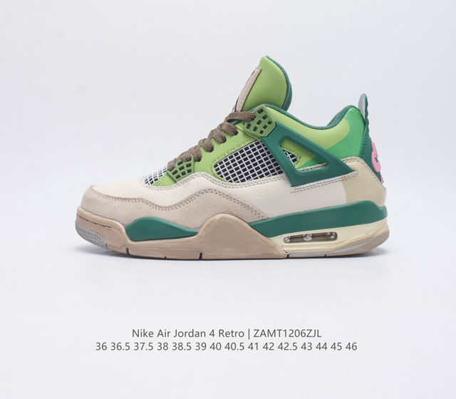 耐克 乔丹 Nike Air Jordan 4 Aj4代复古休闲运动文化篮球鞋 秉承轻量化的速度型篮球鞋设计思想完成设计 降低重量的同时提升舒适度 中底延续前作