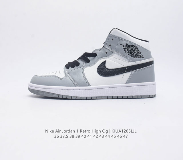 耐克 Nike Air Jordan 1 Retro High Og 乔丹一代aj1 乔1 Aj1 高帮篮球鞋复刻运动鞋 皮面高帮板鞋的设计灵感源自运动夹克 带