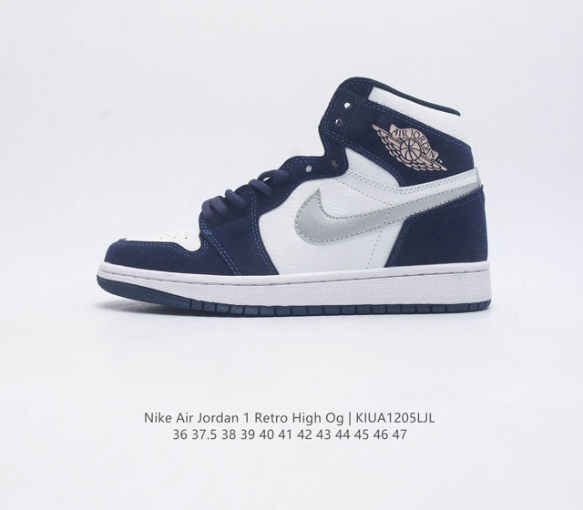 耐克 Nike Air Jordan 1 Retro High Og 乔丹一代aj1 乔1 Aj1 高帮篮球鞋复刻运动鞋 皮面高帮板鞋的设计灵感源自运动夹克 带