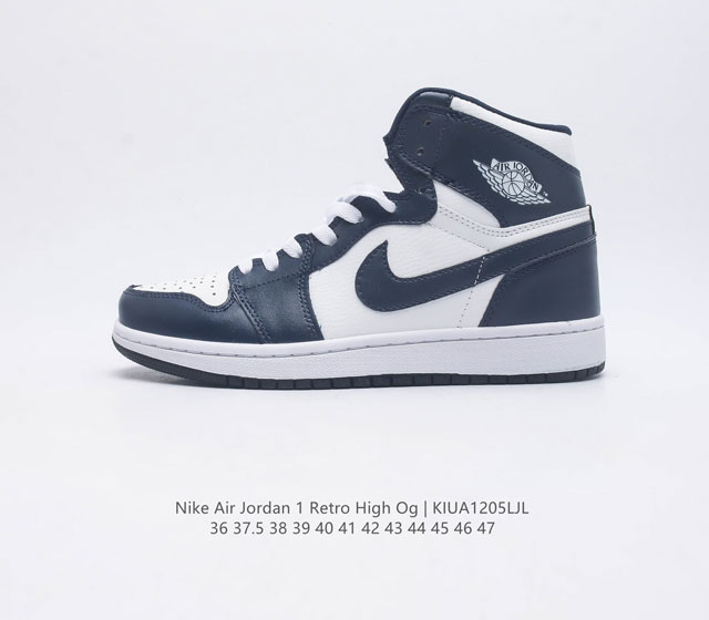 耐克 Nike Air Jordan 1 Retro High Og 乔丹一代aj1 乔1 Aj1 高帮篮球鞋复刻运动鞋 皮面高帮板鞋的设计灵感源自运动夹克 带