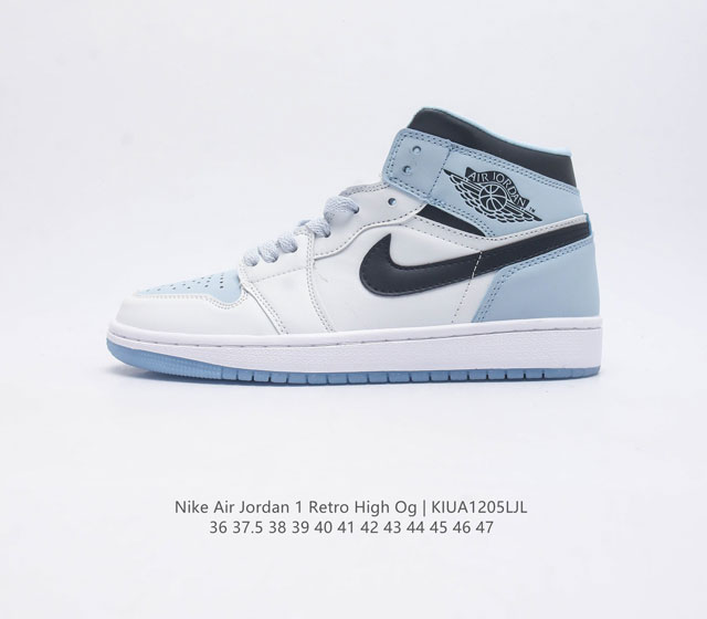 耐克 Nike Air Jordan 1 Retro High Og 乔丹一代aj1 乔1 Aj1 高帮篮球鞋复刻运动鞋 皮面高帮板鞋的设计灵感源自运动夹克 带