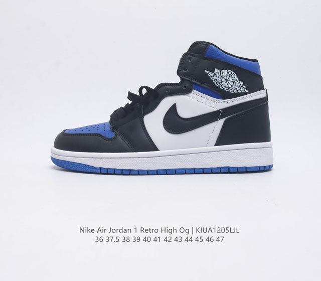 耐克 Nike Air Jordan 1 Retro High Og 乔丹一代aj1 乔1 Aj1 高帮篮球鞋复刻运动鞋 皮面高帮板鞋的设计灵感源自运动夹克 带