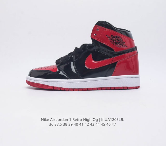 耐克 Nike Air Jordan 1 Retro High Og 乔丹一代aj1 乔1 Aj1 高帮篮球鞋复刻运动鞋 皮面高帮板鞋的设计灵感源自运动夹克 带