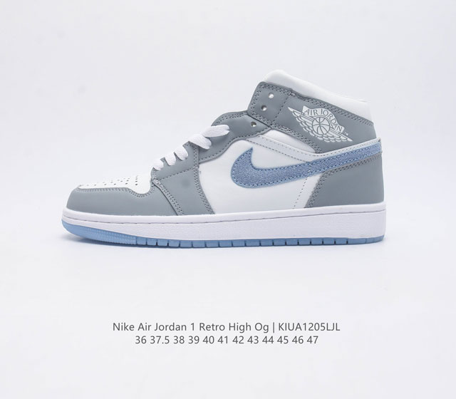 耐克 Nike Air Jordan 1 Retro High Og 乔丹一代aj1 乔1 Aj1 高帮篮球鞋复刻运动鞋 皮面高帮板鞋的设计灵感源自运动夹克 带