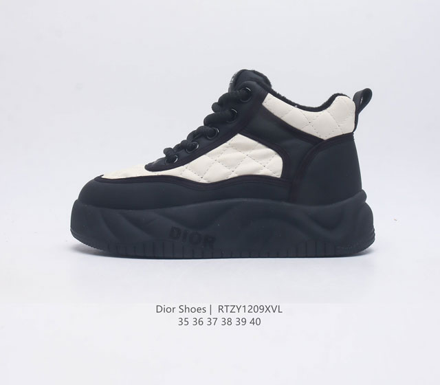 Dior Shoes 迪奥高奢品牌小白鞋 时尚板鞋 舒适脚感 厚底增高抗磨底 休闲百搭板鞋女士运动鞋 码数 35-40 编码 Rtzy1209Xvl