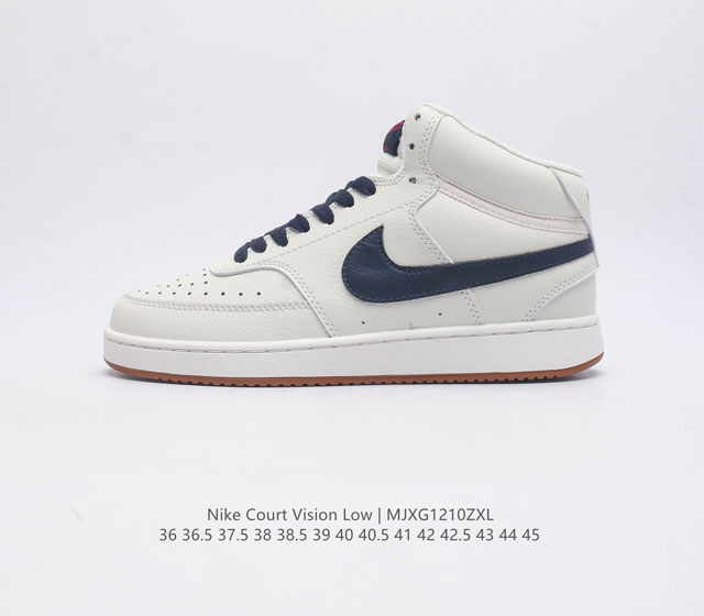 耐克 Nike Court Vision Mid 中帮百搭透气休闲运动板鞋 汲取 80 年代潮鞋灵感 以现代时尚元素焕新演绎复古篮球鞋细节 彰显混搭设计魅力 鞋