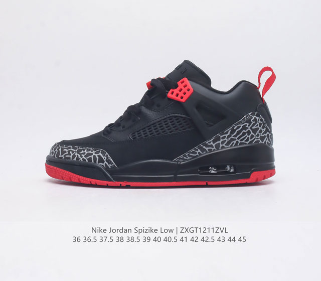 耐克 Nike Jordan Spizike Low 经典爆裂纹复古运动篮球鞋 全新低帮造型吸睛 整双鞋在融合了 Air Jordan 经典鞋款中的标志性元素之