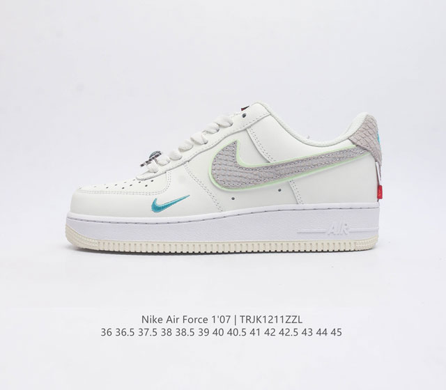 头层皮 耐克 Nike Air Force 1 07 空军一号af1 低帮百搭休闲运动板鞋 柔软 弹性十足的缓震性能和出色的中底设计 横跨复古与现代的外型结合