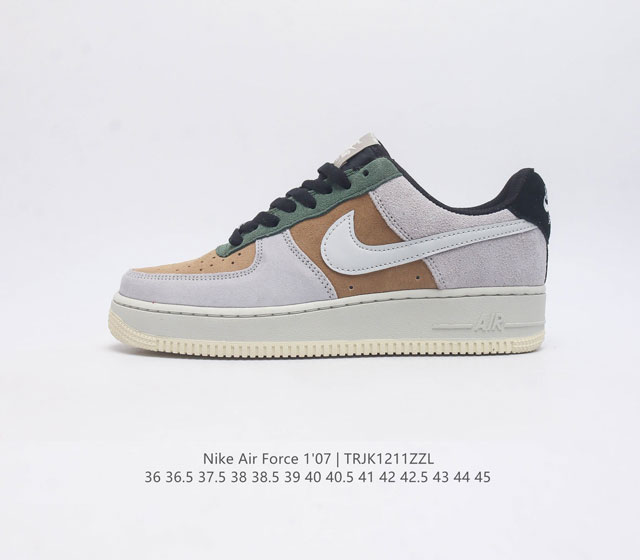 头层皮 耐克 Nike Air Force 1 07 空军一号af1 低帮百搭休闲运动板鞋 柔软 弹性十足的缓震性能和出色的中底设计 横跨复古与现代的外型结合