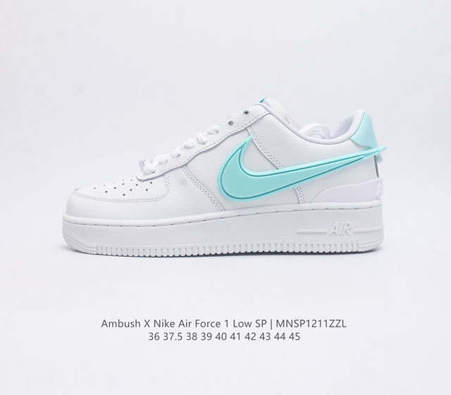 耐克 空军一号 Af1 低帮休闲运动板鞋 Ambush X Nk Air Force 1 07 Low Sp 空军一号联名 标志性的swoosh延伸至鞋跟之外