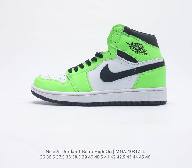 耐克 男女鞋 Nike Air Jordan 1 Retro High Og 乔丹一代aj1 乔1 Aj1 篮球鞋复刻运动鞋 皮面高帮板鞋的设计灵感源自运动夹克