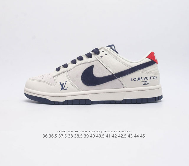 真标 耐克 Nike Sb Dunk Low Pro X Lv 路易威登 联名 复古低帮休闲运动滑板板鞋 采用脚感柔软舒适zoomair气垫 有效吸收滑板等极限