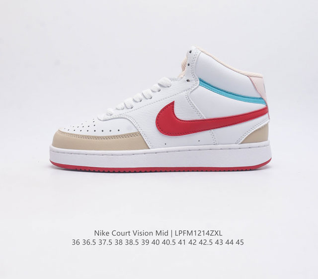 耐克 Nike Court Vision Mid 中帮百搭透气休闲运动板鞋 汲取 80 年代潮鞋灵感 以现代时尚元素焕新演绎复古篮球鞋细节 彰显混搭设计魅力 鞋