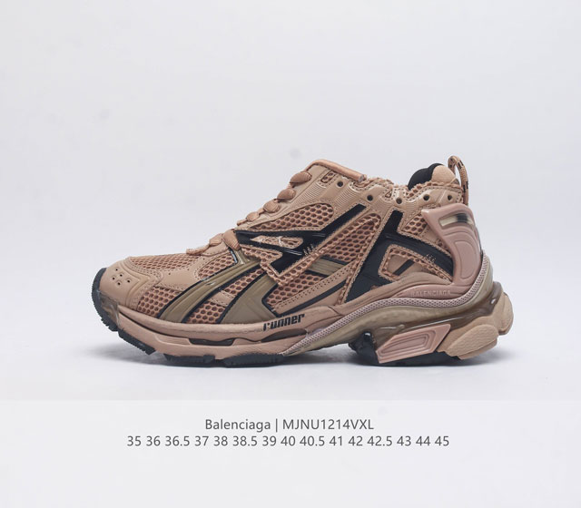 巴黎世家 Balenciaga 巴黎世家runner老爹鞋舒适运动慢跑鞋 不含皮运动鞋 网布材质 磨损效果 鞋头边缘印有尺码 背面浮印尺码 外侧印有跑者徽标 鞋