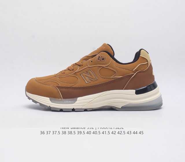 新百伦new Balance 992 复古风格简约经典舒适百搭时尚休闲鞋缓震透气跑步鞋 鞋面采用猪皮革与织物相结合 尼龙网布在拼接工序上极为繁复 彰显质感的同时