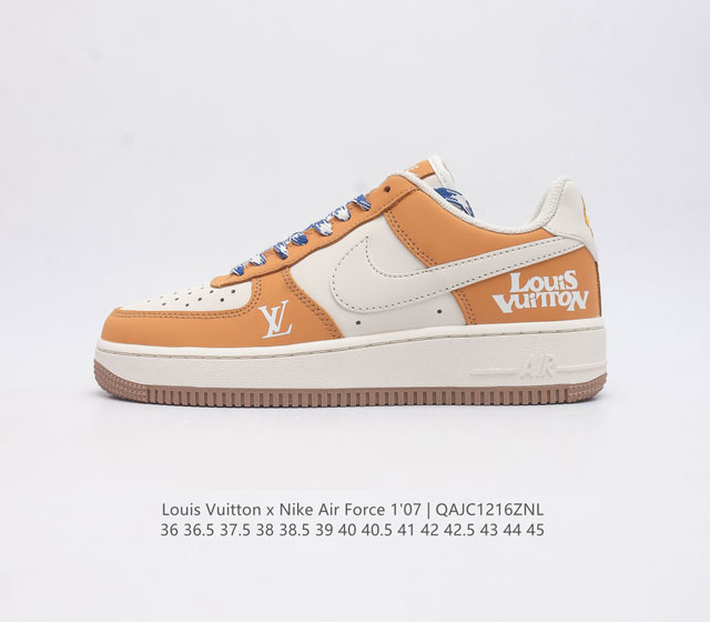 Louis Vuitton X Nike Air Force 1 Low 路易威登联名 耐克 空军一号 Af1 低帮百搭休闲厚底增高运动板鞋 柔软 弹性十足的缓