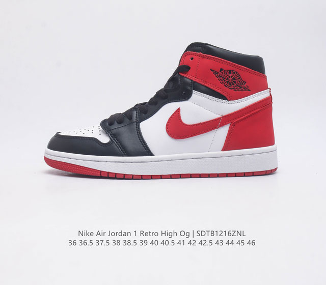 耐克 男女鞋 Nike Air Jordan 1 Retro High Og 乔丹一代aj1 乔1 Aj1 篮球鞋复刻运动鞋 皮面高帮板鞋的设计灵感源自运动夹克