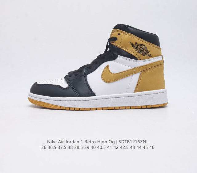 耐克 男女鞋 Nike Air Jordan 1 Retro High Og 乔丹一代aj1 乔1 Aj1 篮球鞋复刻运动鞋 皮面高帮板鞋的设计灵感源自运动夹克