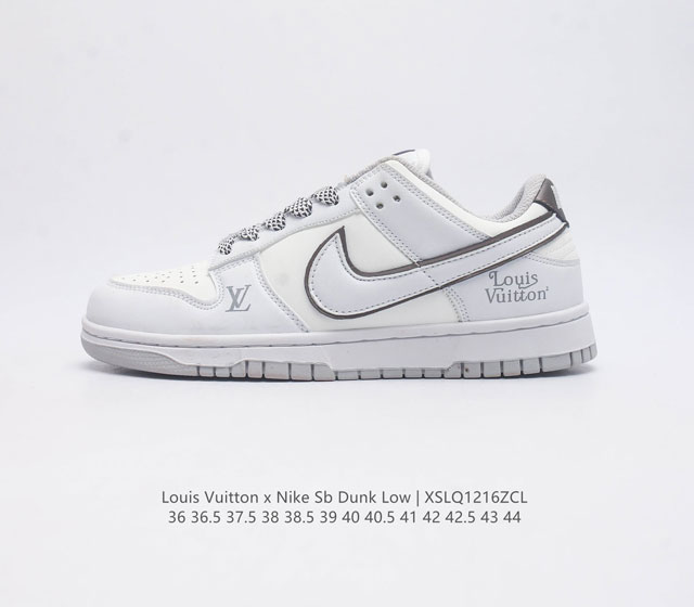 真标 耐克 Nike Sb Dunk Low Pro X Lv 路易威登 联名 复古低帮休闲运动滑板板鞋 采用脚感柔软舒适zoomair气垫 有效吸收滑板等极限