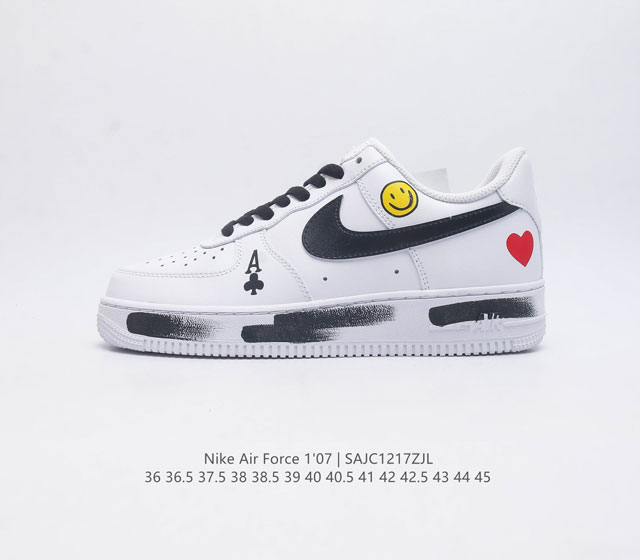 耐克 Nike Air Force 1 07 空军一号af1 笑脸 低帮百搭休闲运动板鞋 柔软 弹性十足的缓震性能和出色的中底设计 横跨复古与现代的外型结合 造