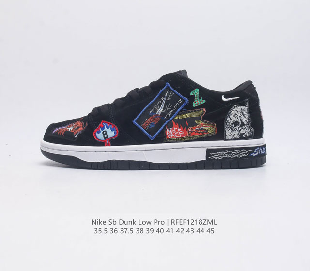 耐克 Nike Sb Dunk Low Pro 男 女滑板鞋 经典复古运动鞋 采用低帮设计 塑就经典 Dunk 风格 鞋垫后跟搭载 Zoom Air 气垫 加衬