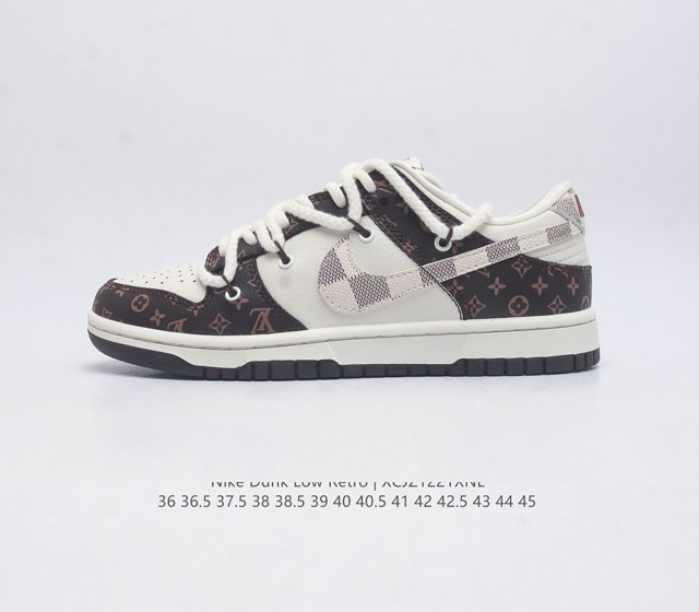 耐克 Nike Dunk Low Retro 运动鞋复古解构绑带板鞋 作为 80 年代经典篮球鞋款 起初专为硬木球场打造 后来成为席卷街头的时尚标杆 现以经典细