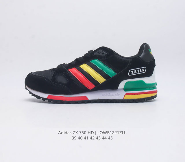 阿迪达斯 Adidas Zx 750 户外耐磨舒适运动休闲鞋男款经典运动鞋 80年代 Zx系列问世 这款经典鞋 采用热塑性聚氨酯橡胶 Tpu 鞋跟笼 搭配乙烯