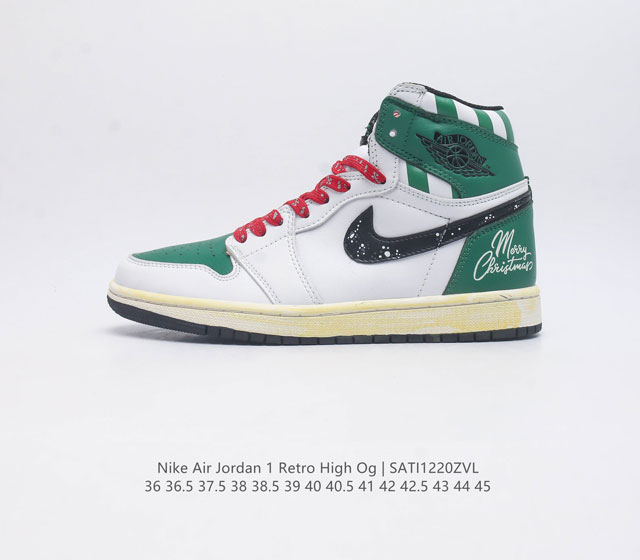 圣诞限定 头层皮 耐克男女鞋 Nike Air Jordan 1 Retro High Og 乔丹一代aj1 乔1 Aj1 篮球鞋复刻运动鞋 皮面高帮板鞋的设计