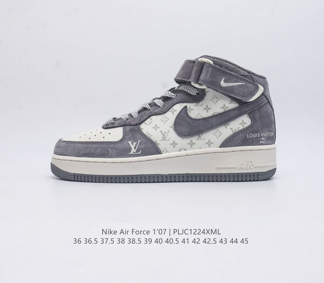 耐克 Nike Air Force 1 07 空军一号 Af1 中帮魔术贴百搭休闲运动板鞋路易威登联名 Nike Air Force 1 '07 Mid 空军一