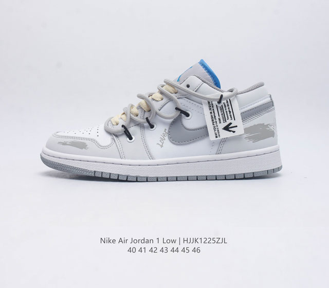 耐克 Nike Air Jordan1 Low Aj1乔丹一代 Aj1 乔1 乔丹1代 解构绑带 低帮经典复古文化休闲运动篮球鞋 原鞋开模 拒绝公底 购置原厂同