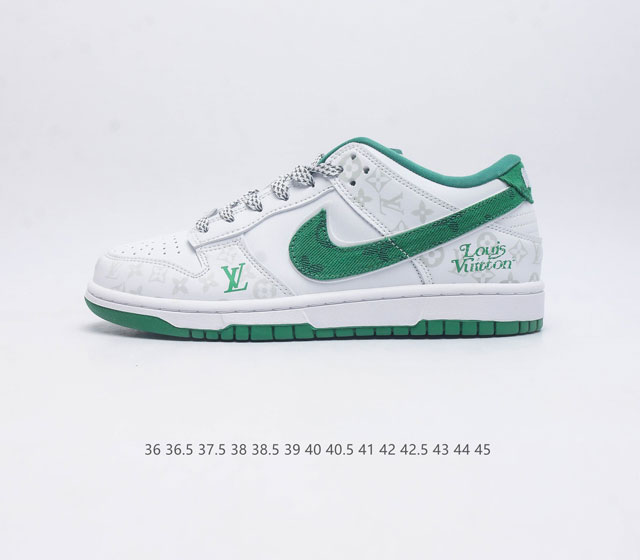 真标 耐克 Nike Sb Dunk Low Pro X Lv 路易威登 联名 复古低帮休闲运动滑板板鞋 采用脚感柔软舒适zoomair气垫 有效吸收滑板等极限