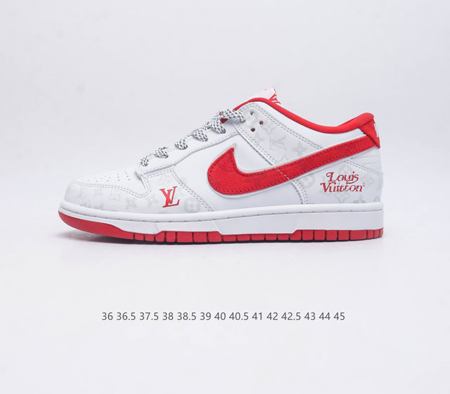 真标 耐克 Nike Sb Dunk Low Pro X Lv 路易威登 联名 复古低帮休闲运动滑板板鞋 采用脚感柔软舒适zoomair气垫 有效吸收滑板等极限