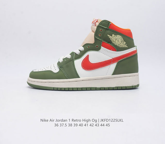 耐克 男女鞋 Nike Air Jordan 1 Retro High Og 乔丹一代aj1 乔1 Aj1 篮球鞋复刻运动鞋 皮面高帮板鞋的设计灵感源自运动夹克